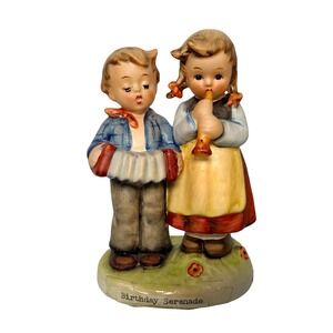 Goebel Birthday Serenade Hummel Figurine Boy Accordion Girl Flute Vintage